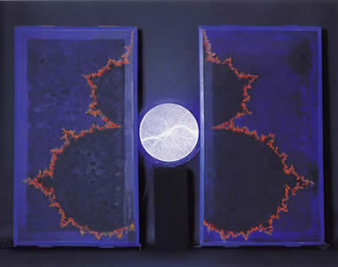 Installation Eros, Luminglas und Siebrahmen, 163 x 93 cm, 2000