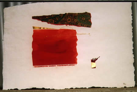 Flamma solis I (Sonnenfeuer), Papiercollage, 42 x 60 cm, 2000